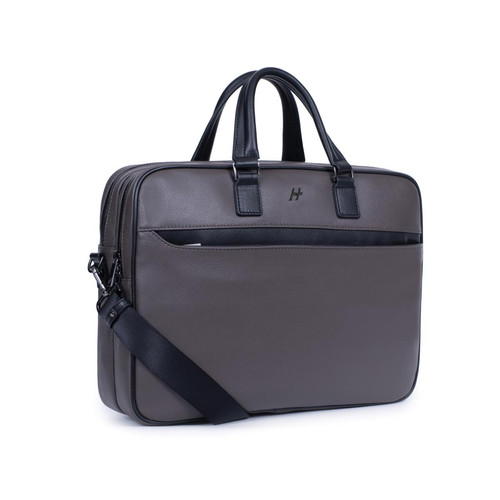 Daniel Hechter Maroquinerie - Porte-documents 13'' & A4 Cuir TOGETHER Taupe/Noir Erin - Porte document homme cuir