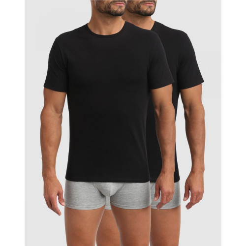 Dim - Pack de 2 t-shirts homme col rond noirs X-TEMP T-SHIRT X2 - Sous vetement homme dim