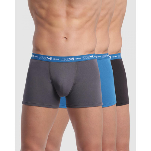 Dim - Pack de 3 boxers homme ceinture élastique gris/bleu/noir - Sous vetement homme dim