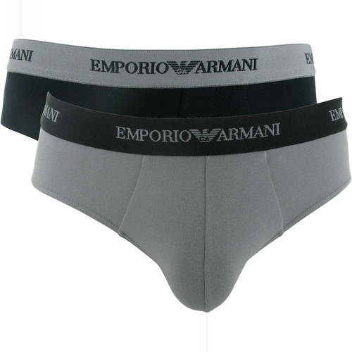 Emporio Armani Underwear - PACK 2 SLIPS COTON STRETCH - Ceinture Siglée-Emporio Armani - Emporio armani underwear homme