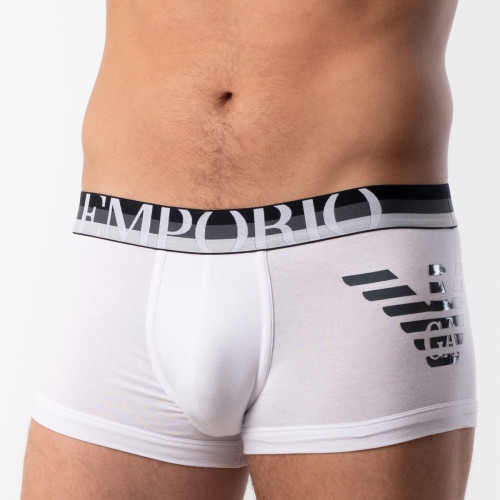 Emporio Armani Underwear - BOXER EAGLE CEINTURE ELASTIQUEE ET CONTRASTEE Blanc - Emporio armani underwear homme