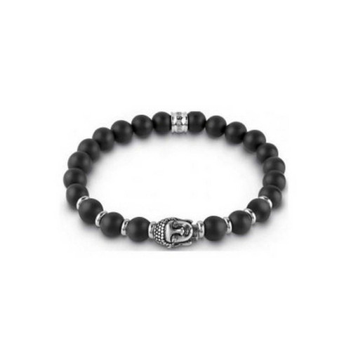 Bracelet Homme Boudha noir perles & métal Guess Bijoux UMB28009 -
