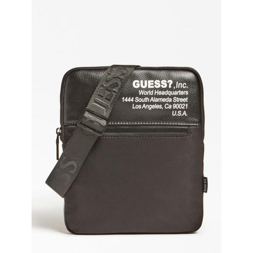 Guess Maroquinerie - Sacoche plate homme noire MASSA - Guess - Sacoche bandouliere homme