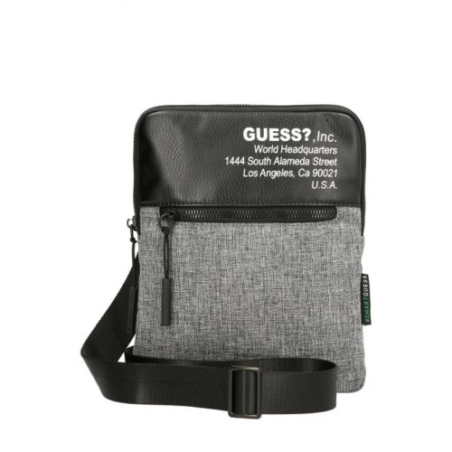 Guess Maroquinerie - Sacoche plate homme grise MASSA - Guess - Sac HOMME Guess Maroquinerie