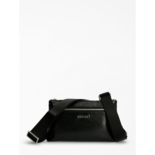 Guess Maroquinerie - Sacoche bandoulière plate noire Scala - Sac HOMME Guess Maroquinerie