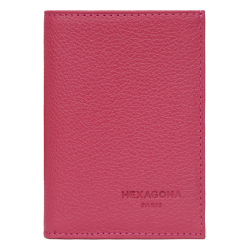 Hexagona - Porte-cartes Cuir CONFORT Fuchsia Milo - Porte cartes portefeuille homme