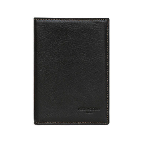 Hexagona - Portefeuille européen Cuir FELIN Noir Earl - Porte cartes portefeuille homme