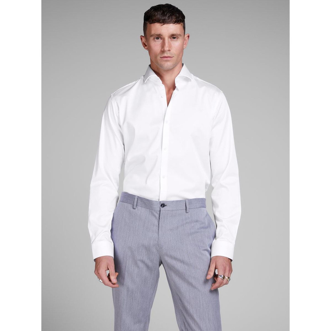 Chemise habillée Comfort Fit Col chemise Manches longues Blanc en coton