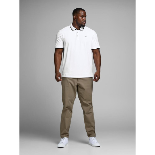 Jack & Jones - Polo Standard Fit Polo Manches courtes Blanc en coton Toby - T shirt blanc homme