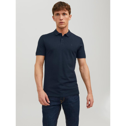 Jack & Jones - Polo Slim Fit Polo Manches courtes Bleu Marine en coton Scott - T shirt homme bleu