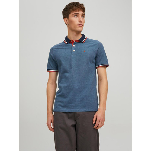 Jack & Jones - Polo Slim Fit Polo Manches courtes Bleu Marine en coton Zeke - T shirt blanc homme