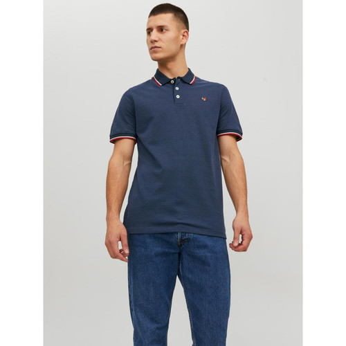 Jack & Jones - Polo Regular Fit Polo Manches courtes Bleu Marine en coton Raul - T shirt homme bleu