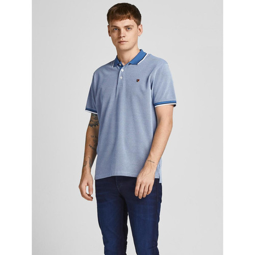 Jack & Jones - Polo Regular Fit Polo Manches courtes Bleu Marine en coton Shay - Tee shirt homme coton