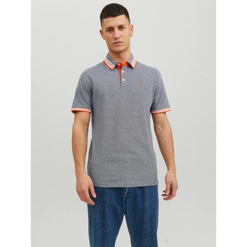 Jack & Jones - Polo Slim Fit Polo Manches courtes Bleu Marine en coton Sean - Tee shirt homme coton
