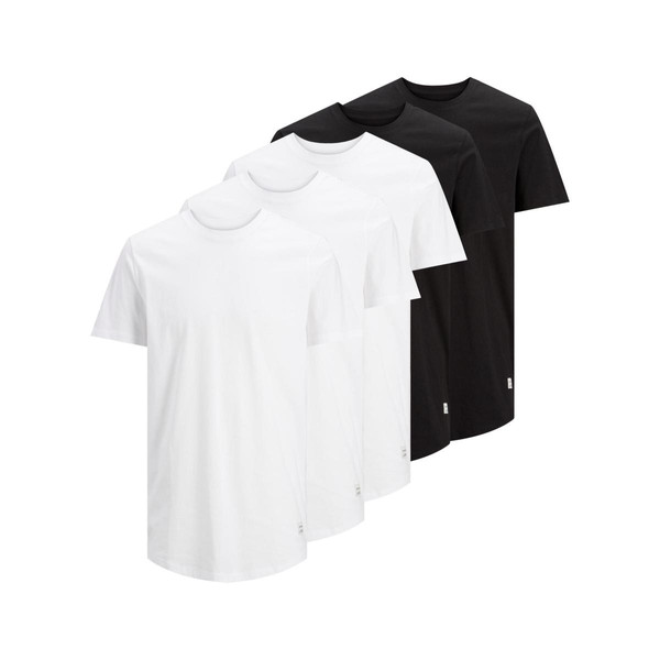 T-shirt Long Line Fit Col rond Manches courtes Noir en coton Marc Jack & Jones