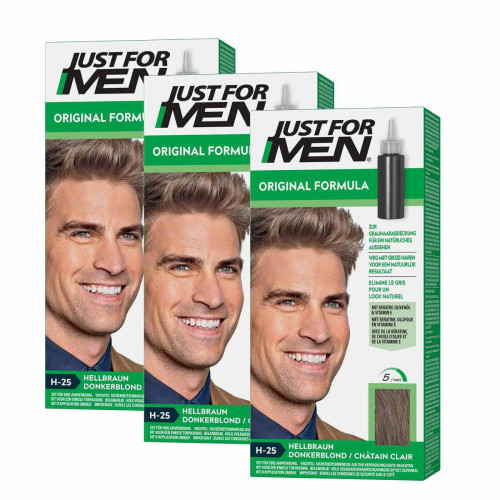 Just For Men - Colorations Cheveux Châtain Clair - Pack 3 - Teinture et Coloration Cheveux pour Hommes