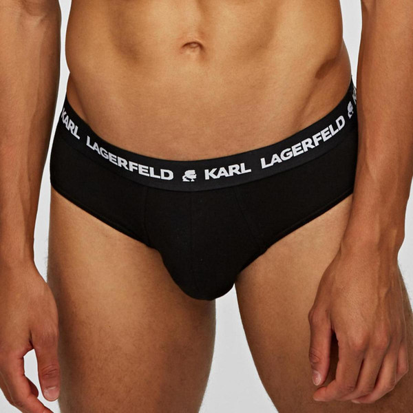 Lot de 3 slips logotes coton Karl Lagerfeld - Noir