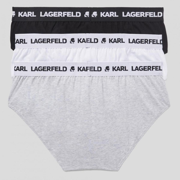 Lot de 3 slips logotes coton Karl Lagerfeld - Noir/Gris/Blanc