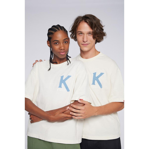 Kickers - T-shirt unisexe manche courte Big K blanc - Promos cosmétique et maroquinerie