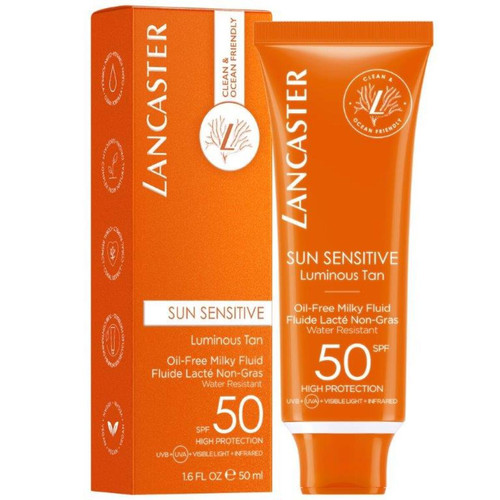 Lancaster Solaires - Fluide lacté non gras visage Sun Sensitive SPF 50 - Creme solaire visage homme