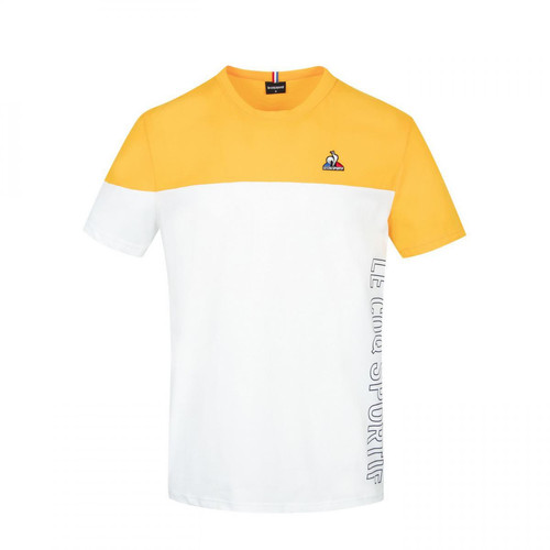 Le coq sportif - Tee-shirt homme SAISON 2 SS N°1 M blanc/jaune - Mode homme