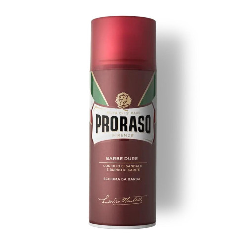 Mousse à Raser Rouge pour Barbe Dure Proraso 50ml