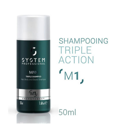 System Professional H - Shampoing triple usage cheveux, corps et barbe - System professional h