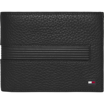 Tommy Hilfiger Maroquinerie - Portefeuille homme Tommy Hilfiger 3 volets bandes cuir noir - Portefeuille & Porte cartes HOMME Tommy Hilfiger Maroquinerie