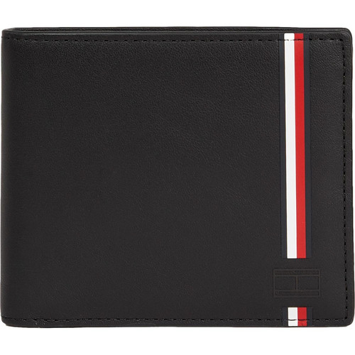 Tommy Hilfiger Maroquinerie - Portefeuille noir en cuir de vachette - Porte cartes portefeuille homme