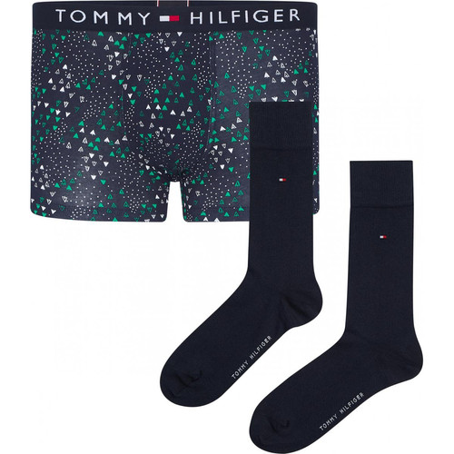 Tommy Hilfiger Underwear - Set boxer logoté ceinture élastique et paire de chaussettes bleu - Sous vetement homme tommy hilfiger