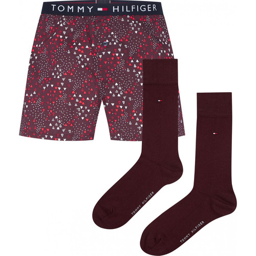 Tommy Hilfiger Underwear - Set boxer logoté ceinture élastique et paire de chaussettes rouge - Sous vetement homme tommy hilfiger