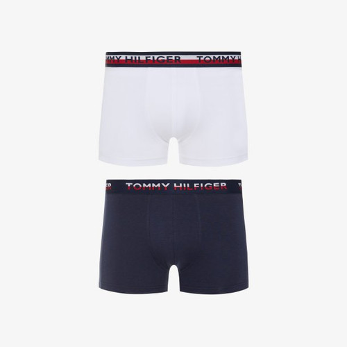Tommy Hilfiger Underwear - Lot de 2 Boxers Coton - Ceinture Elastique Tommy Bleu Marine / Blanc - Sous vetement homme tommy hilfiger
