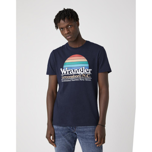 Wrangler - Tee-Shirt Homme SS Graphic Tee Bleu - T shirt polo homme