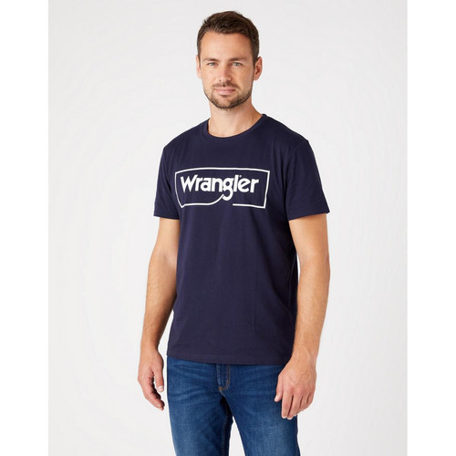 Wrangler - T-Shirt bleu marine Homme  - T shirt polo homme